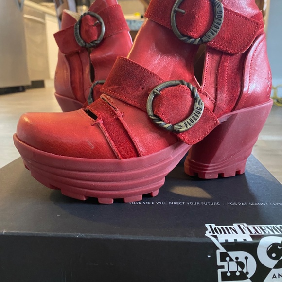 Soca Red Ankle Boots - John Fluevogs - Picture 2 of 8